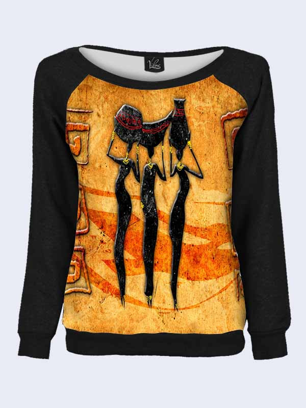 Жіночий світшот - реглан з відкритими плечима з 3D принтом Африка ВСІ Розміри Преміум тканина