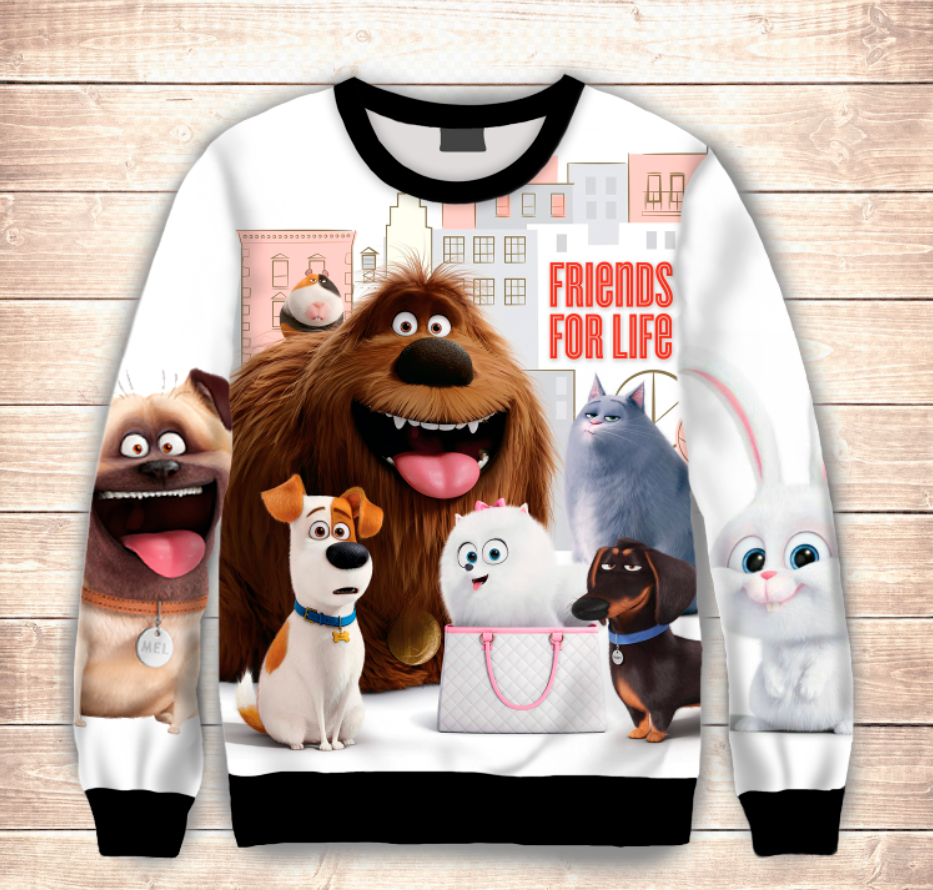 Світшот 3D Секрети домашніх тварин ВСІ Розміри Преміум тканина