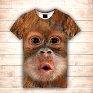 Футболка з принтом 3D Monkey Kiss (Футболка Big Face) ВСІ Розміри Преміум тканина