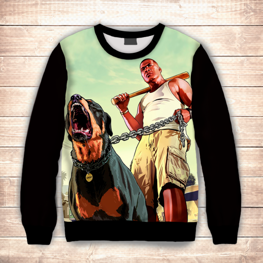 Світшот з 3D принтом Grand Theft Auto ВСІ Розміри Преміум тканина