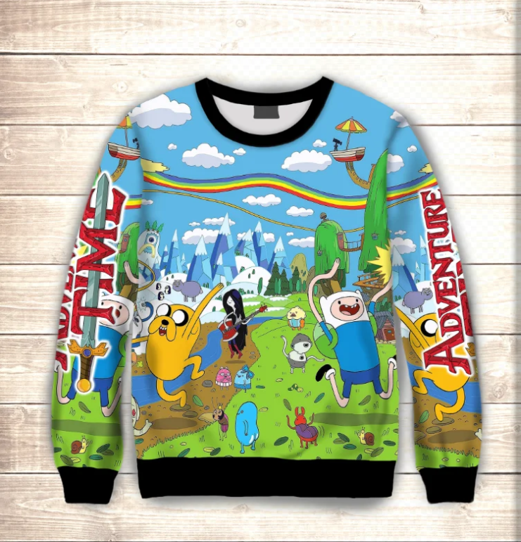 Світшот 3D ADVENTURE TIME Время приключений Все герои ВСІ Розміри Преміум тканина