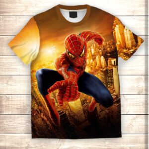 Футболка 3D Spiderman in Gold city ВСІ Розміри Преміум тканина