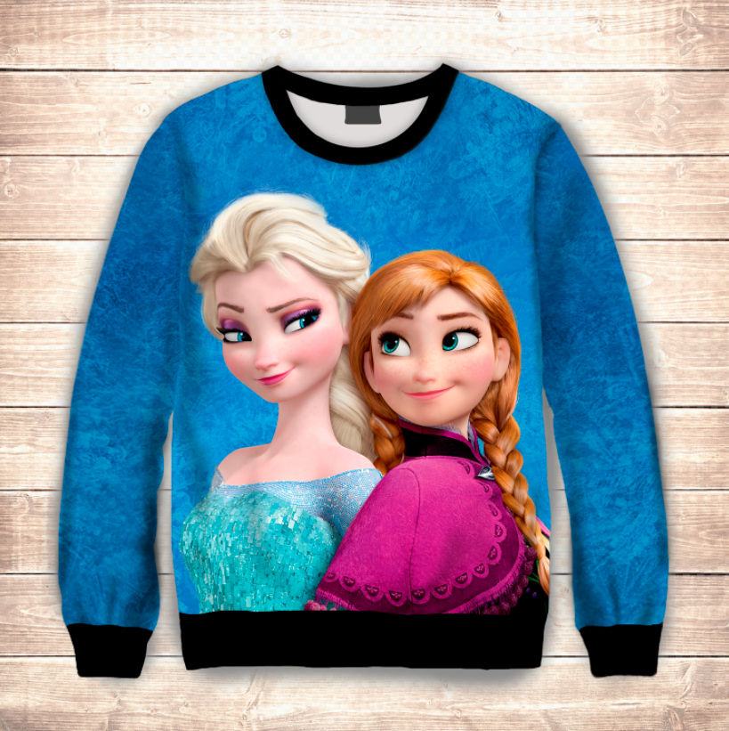 Світшот з 3D принтом Анна і Ельза FROZEN Холодне серце. Дитячі і дорослі розміри ВСІ Розміри Преміум тканина