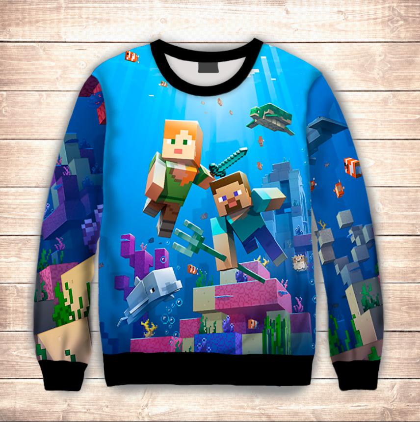Світшот 3D MINECRAFT / Майнкрафт Підводний ВСІ Розміри Преміум тканина