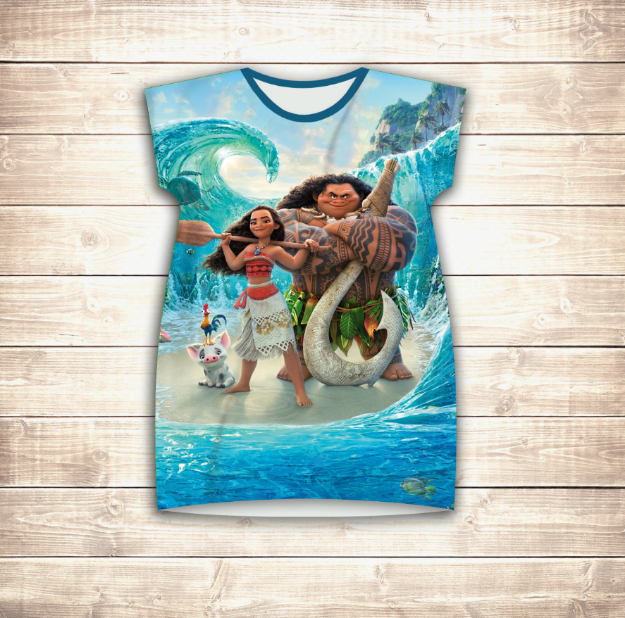 Плаття-туніка 3D для дівчат Моана і Мауі. Перемога ВСІ Розміри Преміум тканина