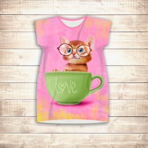 Плаття-туніка 3D для дівчат Кошеня в чашці ВСІ Розміри Преміум тканина