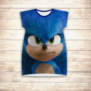 Плаття-туніка асиметрична з 3D принтом Sonic Big Face Дитячі і дорослі розміри ВСІ Розміри Преміум тканина