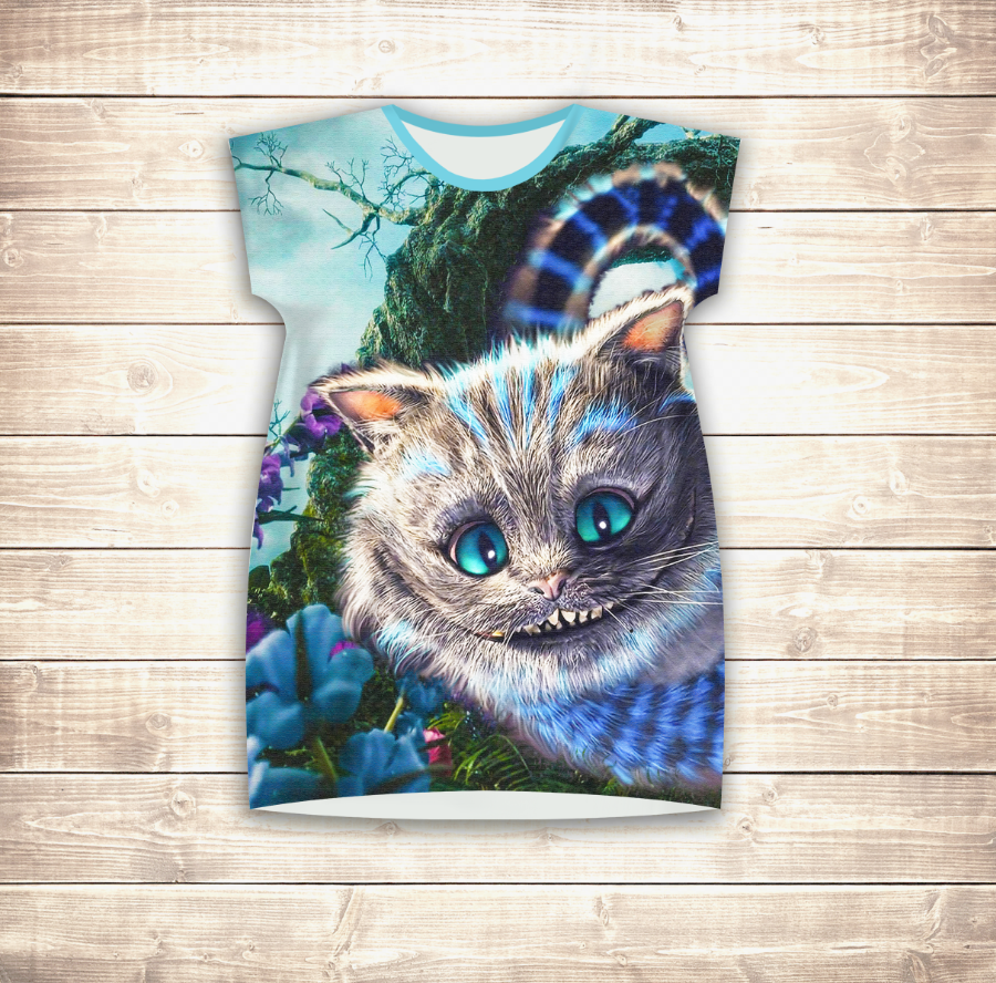 Плаття-туніка 3D Чеширський котик (для дівчат і жінок) ВСІ Розміри Преміум тканина