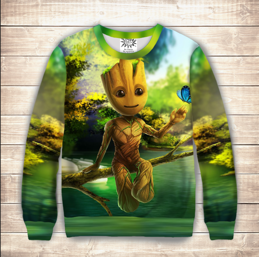 Світшот 3D Маленький Грут Дорослі і Дитячі розміри ВСІ Розміри Преміум тканина