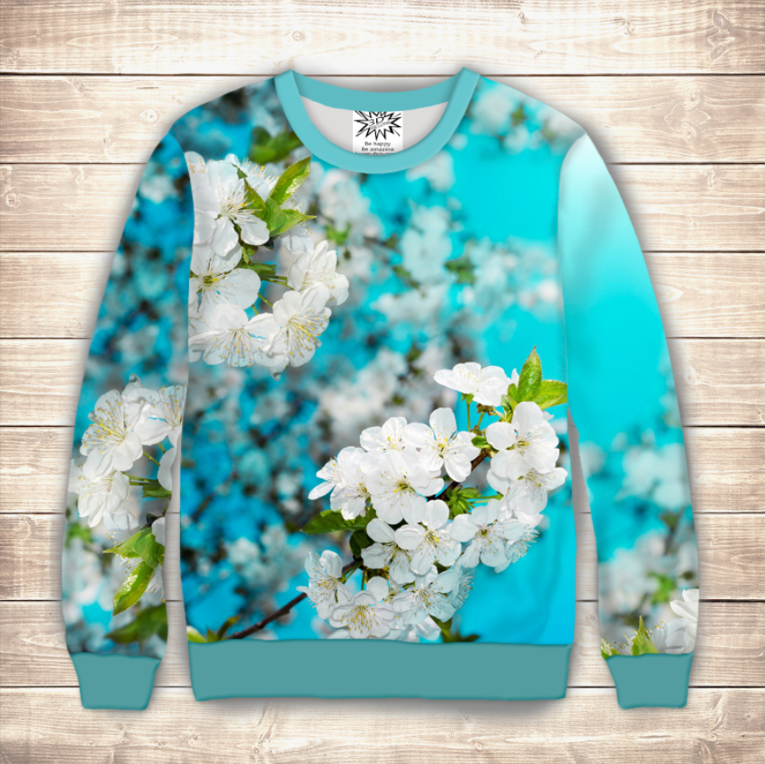 Світшот 3D Яблуневий цвіт ВСІ Розміри Преміум тканина