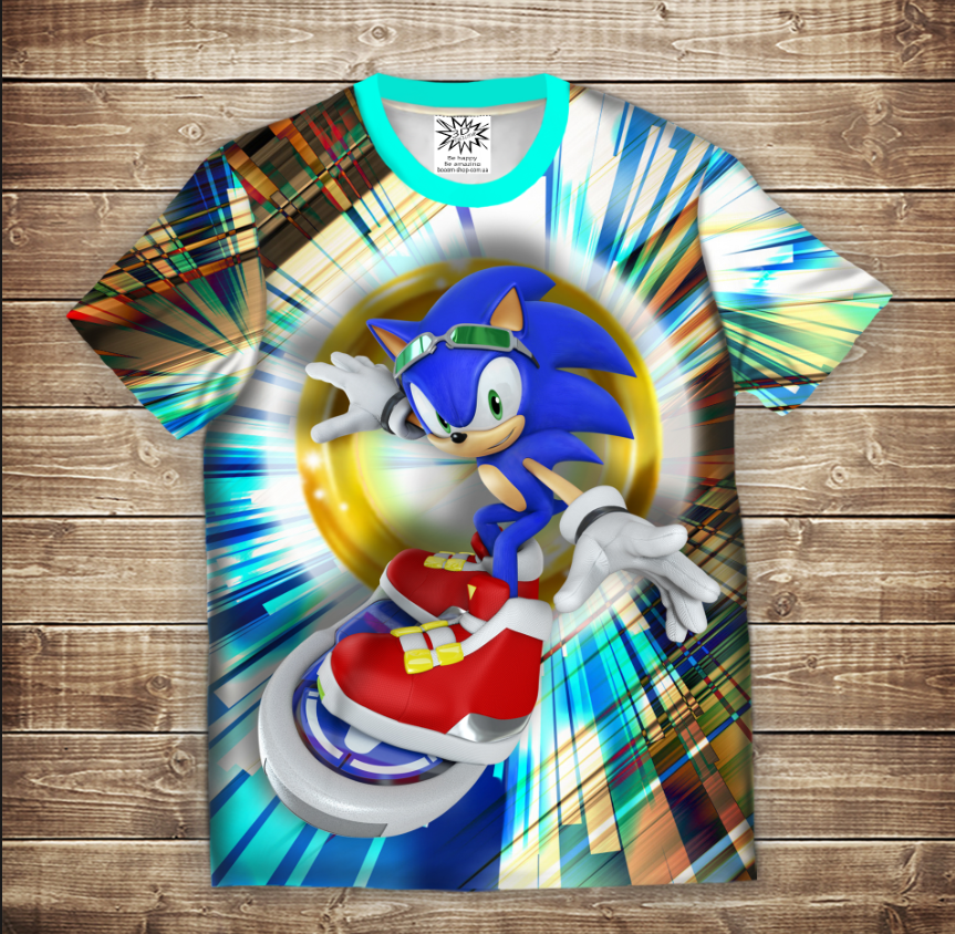 Футболка з принтом 3D Sonik Skate ВСІ Розміри Преміум тканина