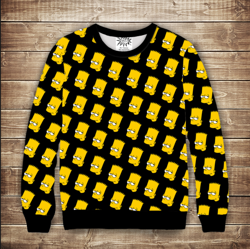 Світшот 3D-Bart head Pattern ВСІ Розміри Преміум тканина