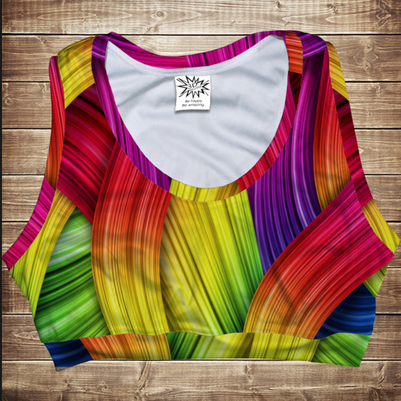 Топ спортивний 3D Rainbow color ВСІ Розміри Преміум тканина