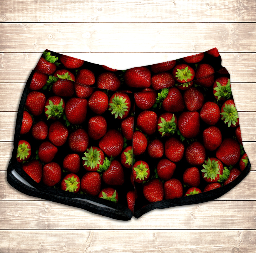 Шорти 3D принт жіночі-Полуниця ВСІ Розміри Преміум тканина