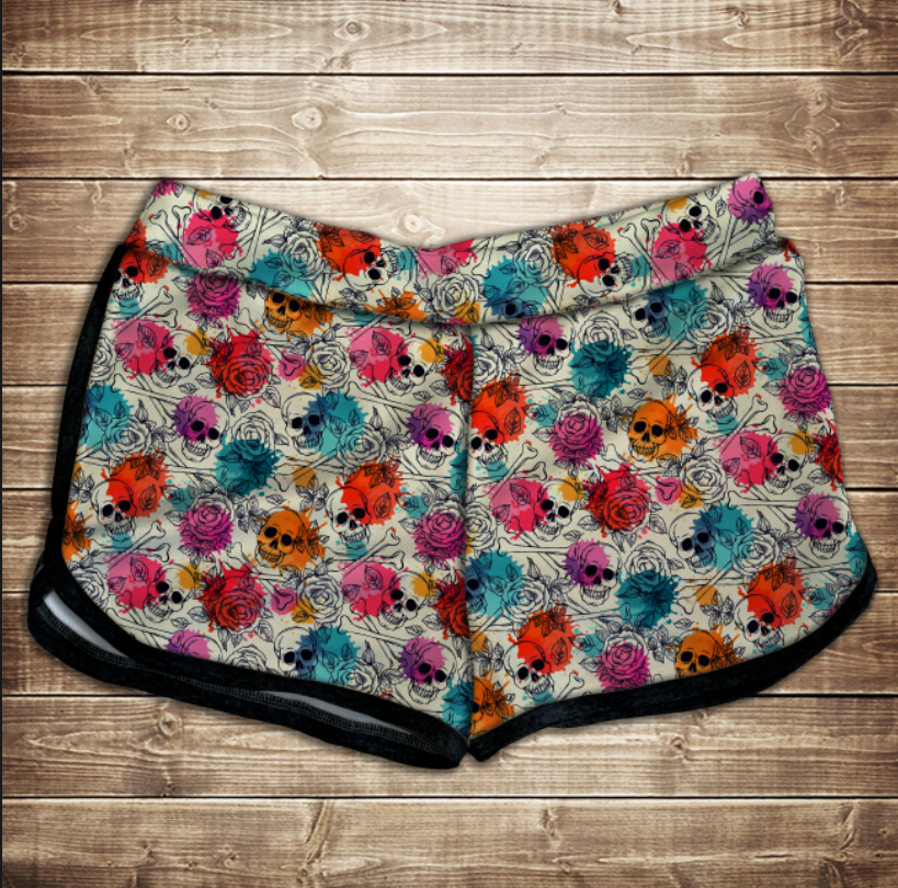 Шорти 3D принт жіночі-color sculls ВСІ Розміри Преміум тканина