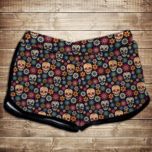 Шорти 3D принт жіночі-sculls flowers ВСІ Розміри Преміум тканина