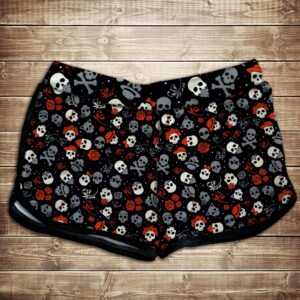 Шорти 3D принт жіночі-sculls with rose ВСІ Розміри Преміум тканина
