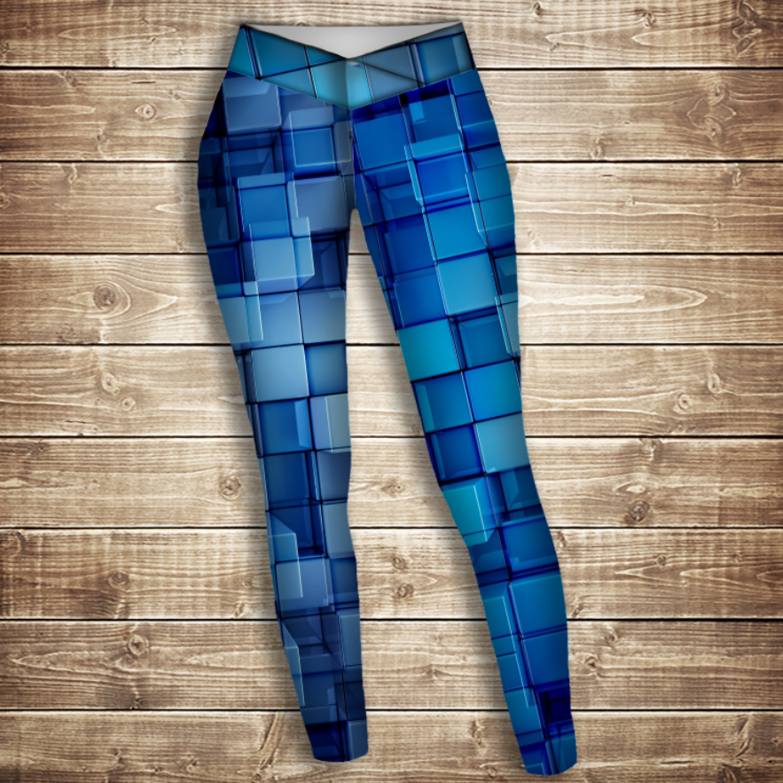 Лосини 3D-Блакитні кубики ВСІ Розміри Преміум тканина