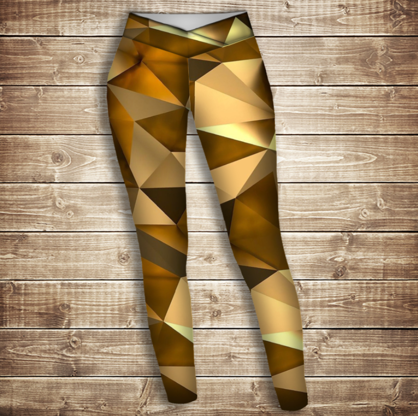 Лосини 3D-Золотий кубізм ВСІ Розміри Преміум тканина