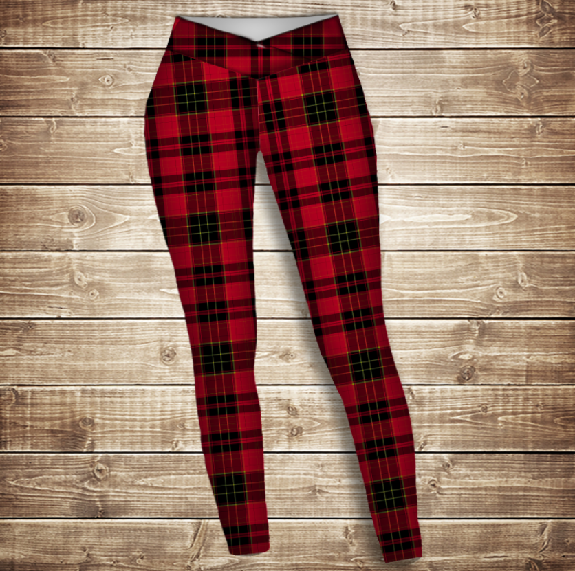 Лосини 3D-red tartan ВСІ Розміри Преміум тканина
