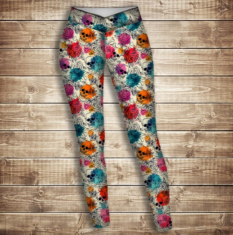 Лосини 3D-color sculls ВСІ Розміри Преміум тканина