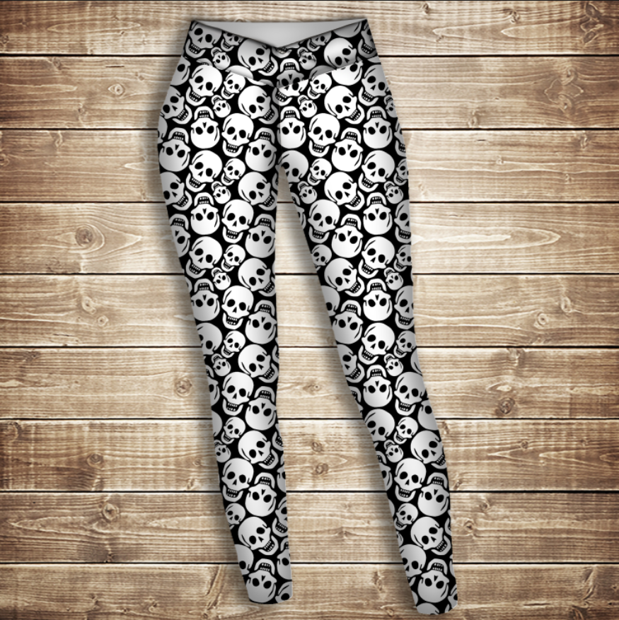 Лосини 3D-sculls white ВСІ Розміри Преміум тканина