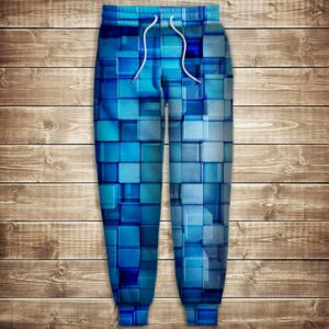 Штани 3D-Блакитні кубики ВСІ Розміри Преміум тканина