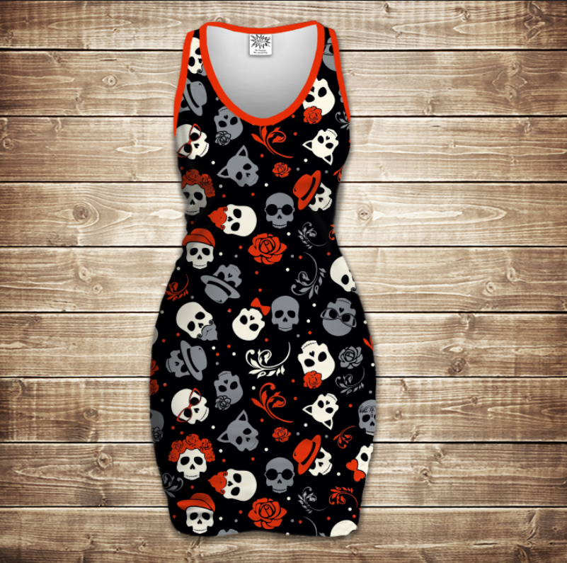 Плаття-майка 3D-Sculls with rose ВСІ Розміри Преміум тканина