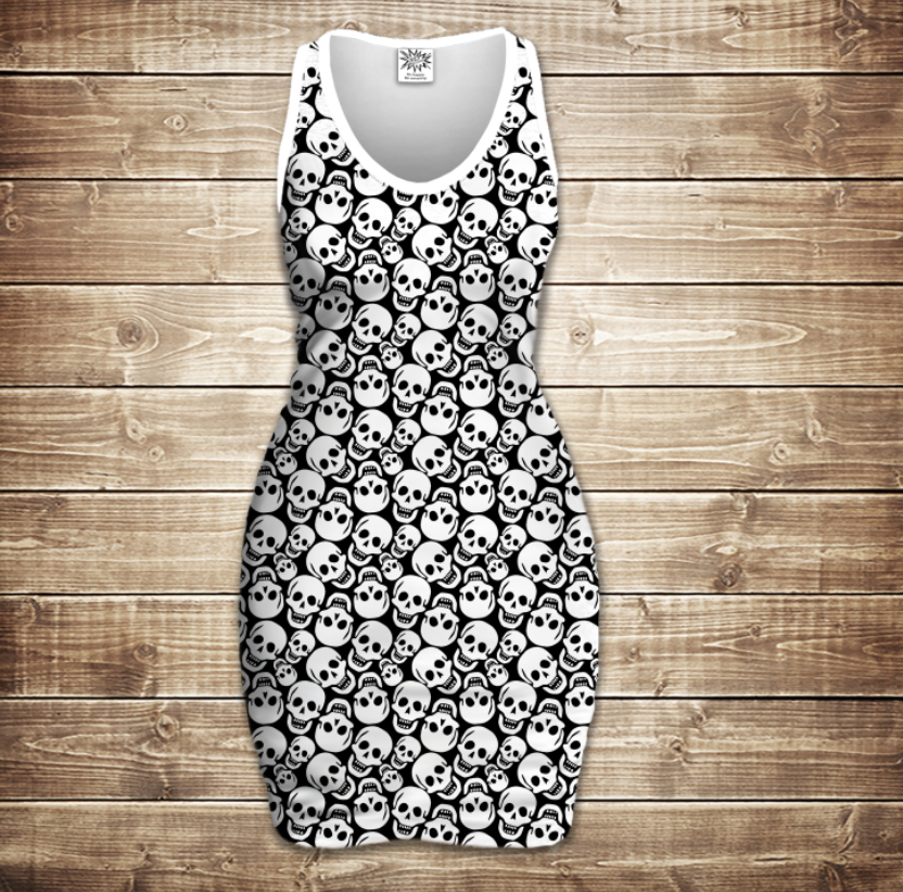 Плаття-майка 3D-Sculls white ВСІ Розміри Преміум тканина