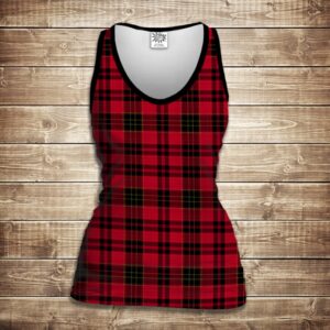 Майка 3D-Red tartan ВСІ Розміри Преміум тканина