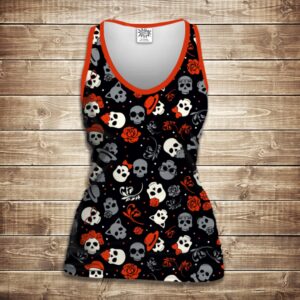 Майка 3D- Sculls with rose ВСІ Розміри Преміум тканина