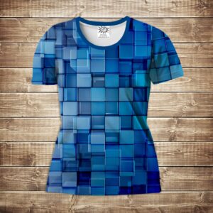 Футболка 3D-Блакитні кубики ВСІ Розміри Преміум тканина