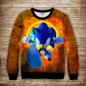 Світшот з принтом 3D-Сонік вогняний ВСІ Розміри Преміум тканина