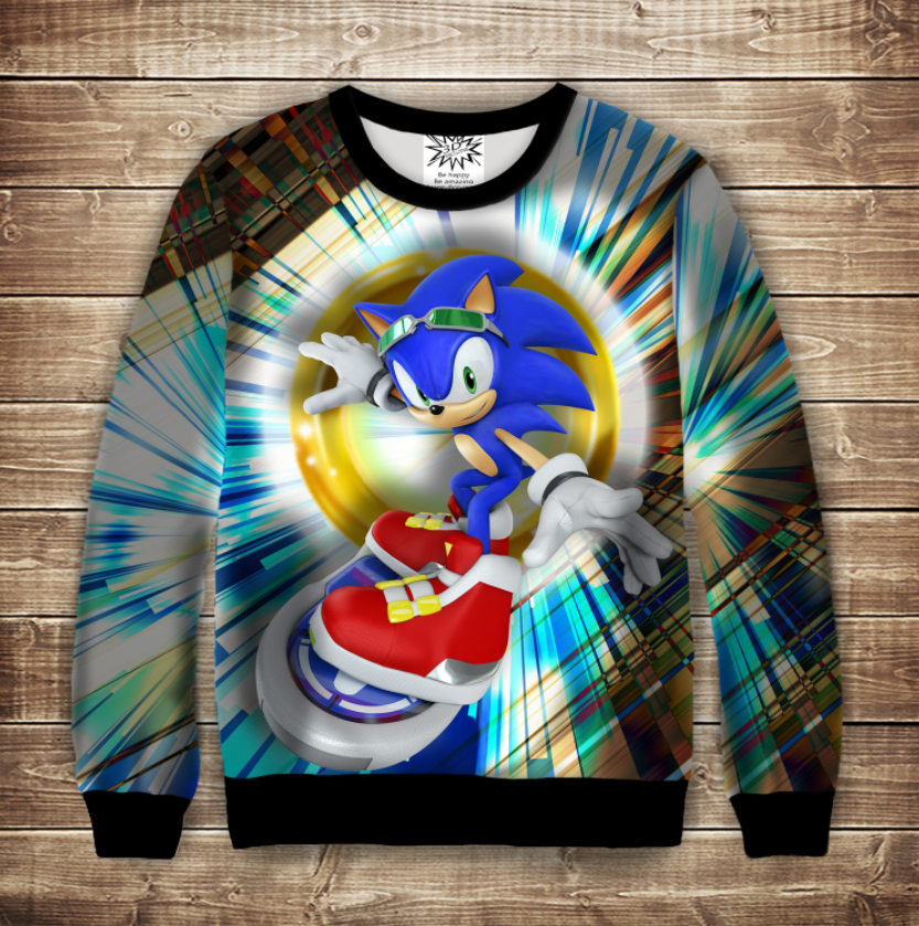 Світшот з 3D принтом Сонік скейт ВСІ Розміри Преміум тканина