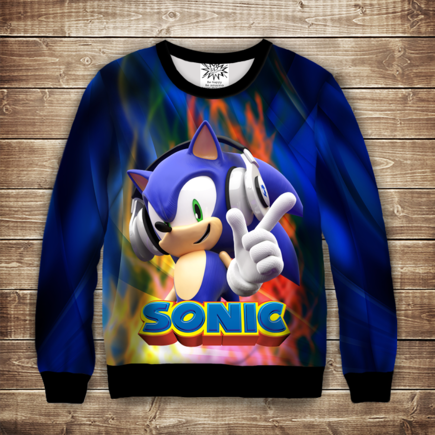 Світшот з 3D принтом Сонік музика ВСІ Розміри Преміум тканина