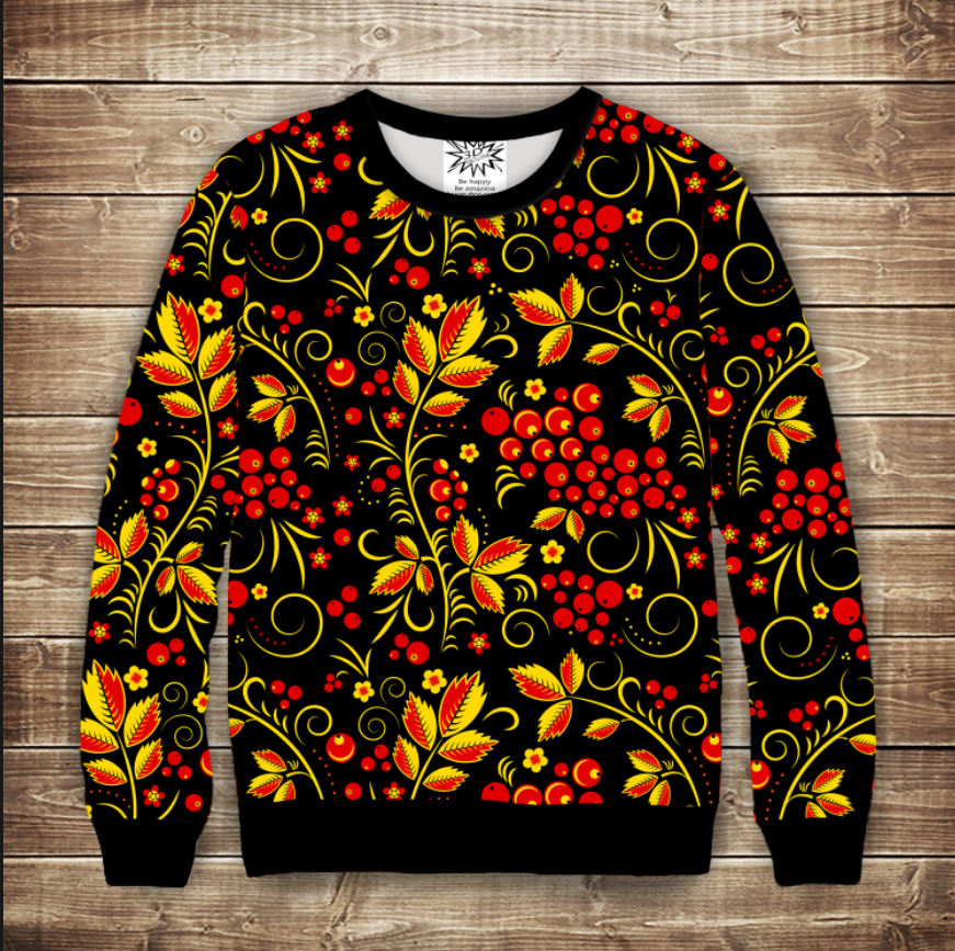 Світшот 3D-Горобина ВСІ Розміри Преміум тканина