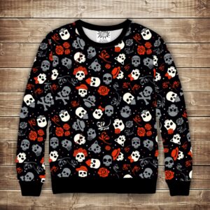 Світшот 3D-Sculls with rose ВСІ Розміри Преміум тканина