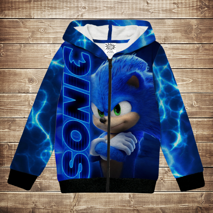 Худі теплий з 3Д принтом Сонік Лого ВСІ Розміри Преміум тканина