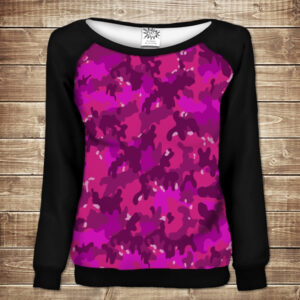Жіночий світшот - реглан з відкритими плечима з 3D принтом Pink camuflage ВСІ Розміри Преміум тканина