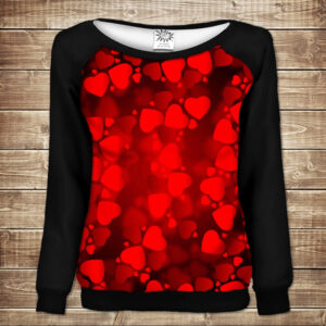 Жіночий світшот - реглан з відкритими плечима з 3D принтом-Love love ВСІ Розміри Преміум тканина
