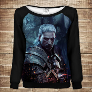 Жіночий світшот - реглан з відкритими плечима з 3D принтом-WITCHER ВСІ Розміри Преміум тканина