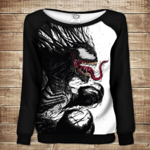 Жіночий світшот - реглан з відкритими плечима з 3D принтом-Веном ВСІ Розміри Преміум тканина