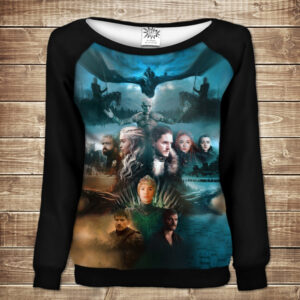 Жіночий світшот - реглан з відкритими плечима з 3D принтом-Game of thrones ВСІ Розміри Преміум тканина