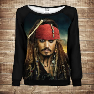 Жіночий світшот - реглан з відкритими плечима з 3D принтом-Капітан Джек Горобець/Jack Sparrow ВСІ Розміри Преміум тканина