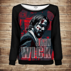 Жіночий світшот - реглан з відкритими плечима з 3D принтом-Джон Уік ВСІ Розміри Преміум тканина