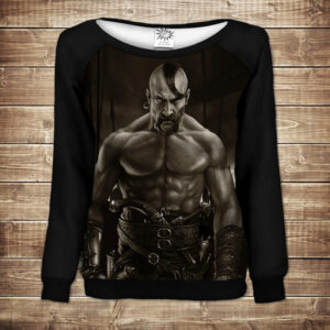 Жіночий світшот - реглан з відкритими плечима з 3D принтом-Козак і побратими ВСІ Розміри Преміум тканина