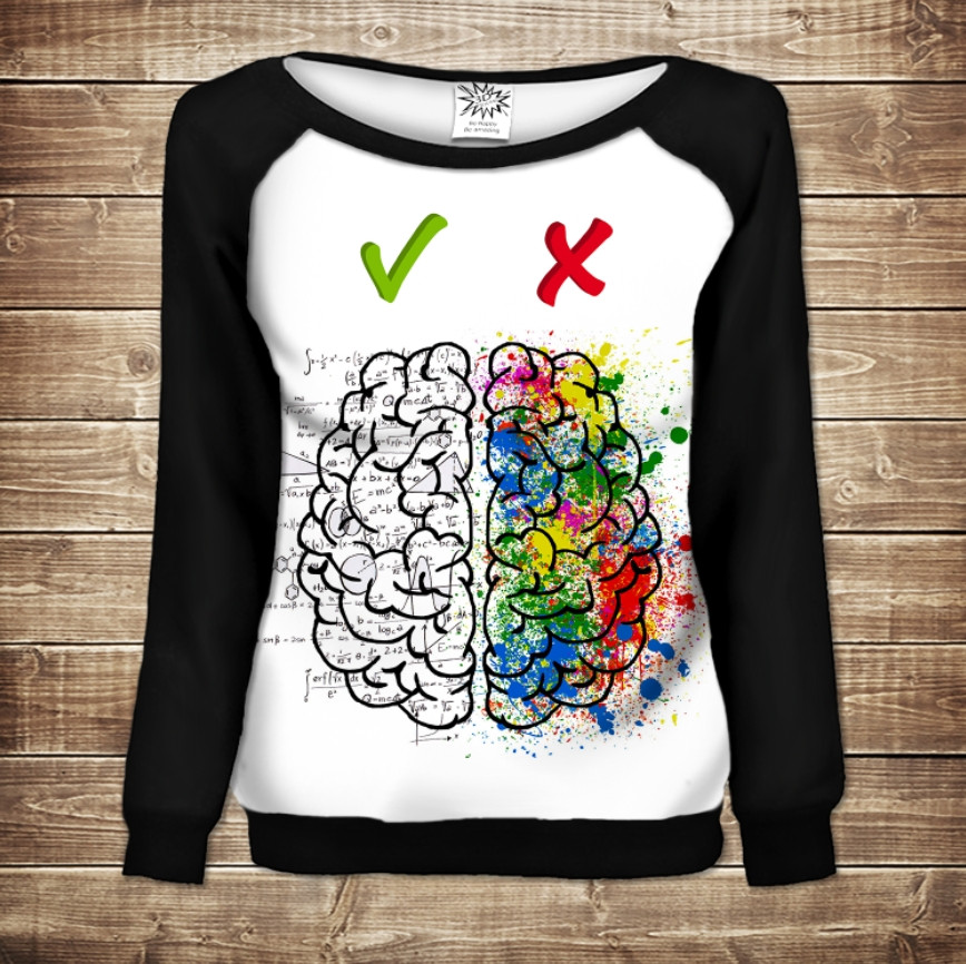 Жіночий світшот - реглан з відкритими плечима з 3D принтом-No Emotion ВСІ Розміри Преміум тканина