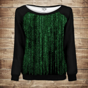 Жіночий світшот - реглан з відкритими плечима з 3D принтом-Matrix ВСІ Розміри Преміум тканина