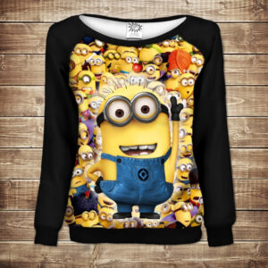 Жіночий світшот - реглан з відкритими плечима з 3D принтом-Забавні посіпаки ВСІ Розміри Преміум тканина