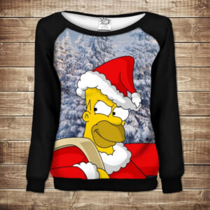 Жіночий світшот - реглан з відкритими плечима з 3D принтом-Гомер з мішком ВСІ Розміри Преміум тканина